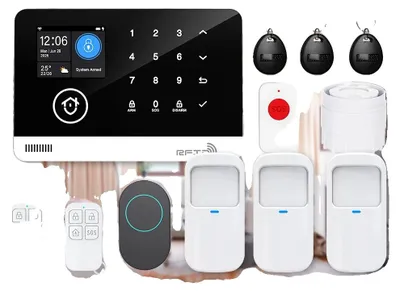 Image de Système d'alarme de sécurité pour la maison, connectivité sans fil, compatibilité avec les systèmes domotiques, couleur ivoire, sans prise