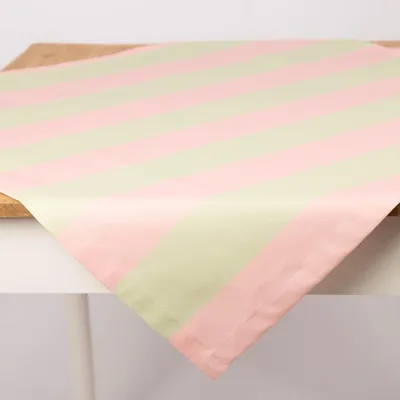 Produktbild von Tischdecke Baumwolle Streifen Pistazie Rosa Größe 130x240cm