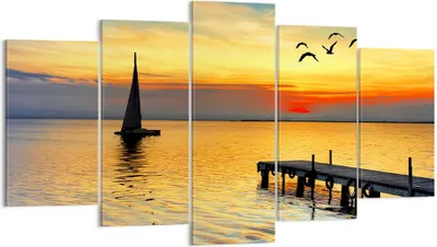 Produktbild von Bild auf Leinwand - Leinwandbild - Strand landschaft wasser brücke - 160x85cm - Wand Bild - Wanddeko - Leinwanddruck - Bilder - Kunstdruck - Leinwand bilder - Wandkunst - EA160x85-2535