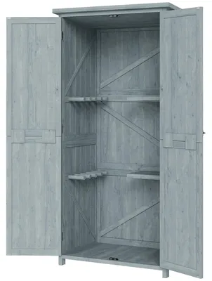 Produktbild von Outsunny Gartenschrank Holz Geräteschuppen mit Doppeltür, Magnetverschluss