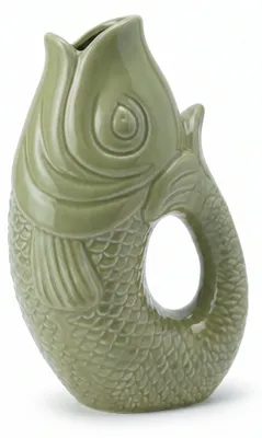 Produktbild von Fischvase 4Farben Porzellanvasen 22cm Vase Karpfenform Salbei 22 cm