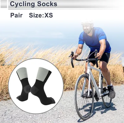 Produktbild von Radfahr Socken Schwei?absorbierend Outdoor Fahrrad Socken Grau Schwarz Gr??e XS Neutral und Universal 1 Paar Farbabstimmung