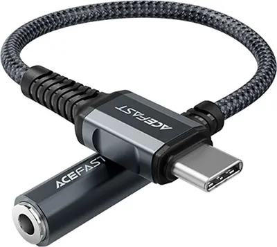 Zdjęcie produktu dla Kabel Acefast C1-07, USB-C na 3,5 mm mini jack żeński, 18 cm, DAC, AUX, szary