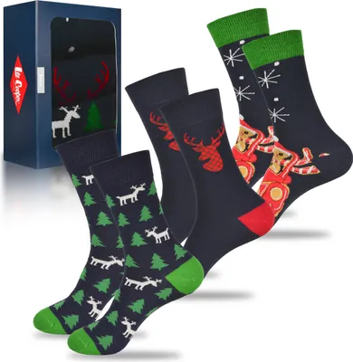 Obrázok produktu pre 3 páry vianočných ponožiek zo sušienkového vzoru Lee Cooper ako darček na Vianoce