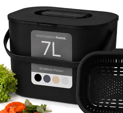 Imagen del producto de Contenedor compostable para residuos de cocina de 7 litros con tapa