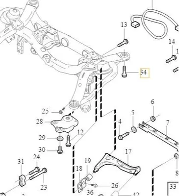 Produktbild von VOLVO X90I XC70 II hinterer Balkenrahmen Schlittenbolzen