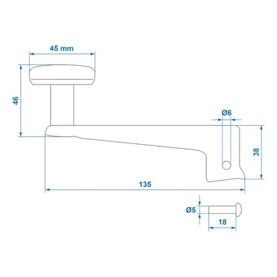 Productafbeelding van Hefboom voor steunwiel, 35 mm, artikelnummer 341500