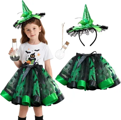 Obrázok produktu pre Súprava kostýmu čarodejnice na Halloween pre dievčatá vo veku 4–9 rokov