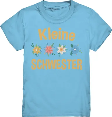 Produktbild von Kleine Schwester Shirt Blumen Kleine Schwester Geschenk – Sky Blue / 122/128 (7-8)