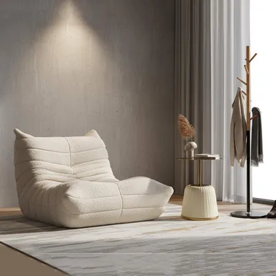 Immagine prodotto di Battam - Poltrona, 27x27x108h cm Bianco, Rivestimento in Tessuto Bouclè