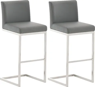 Produktbild von 2er Set Barhocker Paros Kunstleder grau