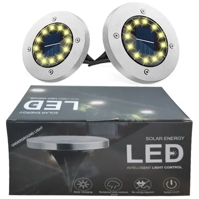 Produktbild von Solar Bodenleuchte(2 Stück,mit 12 LEDs),LED Solarlampe,Wasserdichte Bodeneinbaustrahler,Bodenlampe,Solarleuchte mit viele Leds,Solar AußenGartenleuchten Deko für Rasen,Gehweg,Pool,Terrassen