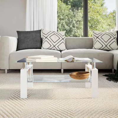 Produktbild von vidaXL Couchtisch Weiß Transparent 95x55x40 cm Hartglas