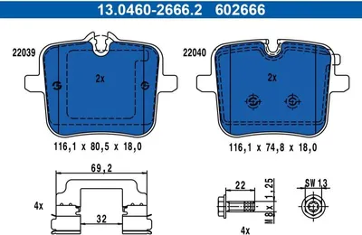 Obrázok produktu pre Zadné brzdové doštičky BMW 7/8/X7 3.0-6.6 17-