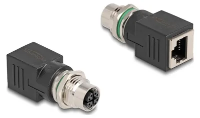 Produktbild von Delock - Netzwerkadapter - 8-polig M12 (W) zu RJ-45 (W) - CAT 6a - Schwarz