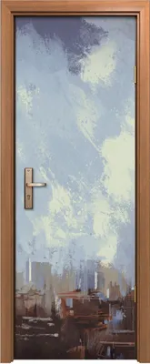 Produktbild von Türposter 70x200 cm Türaufkleber Türtapete Türfolie Klebefolie Mann schaut auf die Stadt Malerei