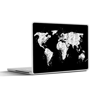 Produktbild von MuchoWow® Laptop Aufkleber Sticker Cover Karte - Marmor - Schwarz - Weiß 36.5x27.5 cm - Laptop-Sticker