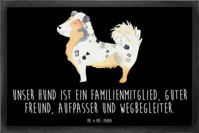 Produktbild von Mr. & Mrs. Panda Schmutzfangmatte Hund Australien Shepherd 60 x 90 cm - Schwarz - Geschenk, Fussmatte, Schmutzmatte, Sprüche, fußmatte, Bodenvorleger, Gummimatte, Spruch