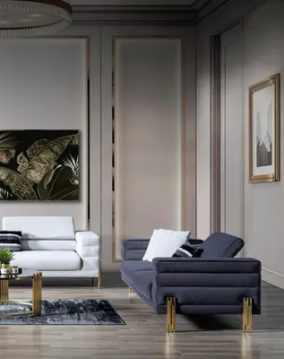 Produktbild von Dreisitzer Sofa 3 Sitzer Sofas Stoff Grau Wohnzimmer Luxus Modern Sitz