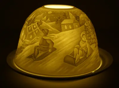 Produktbild von Dome Light Schlittenfahrt Teelicht Windlicht Rodeln Winter Schlitten Kinder