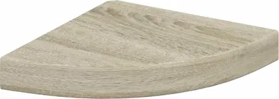 A single corner shelf with a wood grain texture.