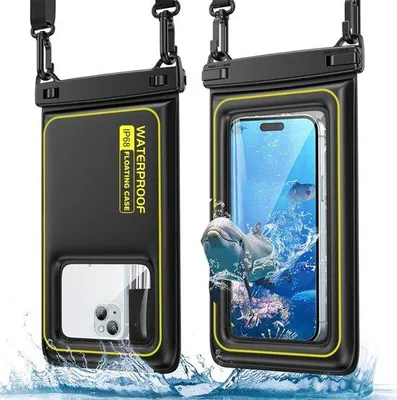 Produktbild von Wasserfeste Handyetuis, für Smartphones bis 6,9 Zoll, Schwarz-Grün, IPX8 wasserdicht