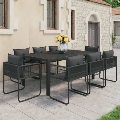 Image de Maison Exclusive - Ensemble de salon de jardin 9 pièces en rotin PVC noir