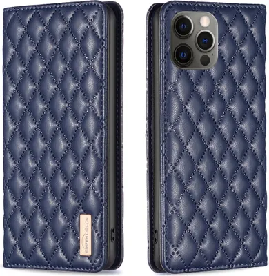 Produktbild von iPhone 12 / 12 Pro Hülle, Elegant Bookstyle Flip Leder Kartenfächer Schutzhülle mit Ständer für iPhone 12 / iPhone 12 Pro Blau