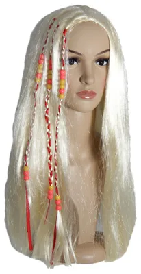 Produktbild von blonde Hippie Perücke mit bunten Strähnen für Damen