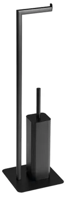 Image de FELIX Support papier toilette et brosse WC, carré, noir mat