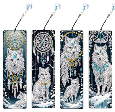 4 Diamond Art Lesezeichen, Diamant Malerei, Buch Marker