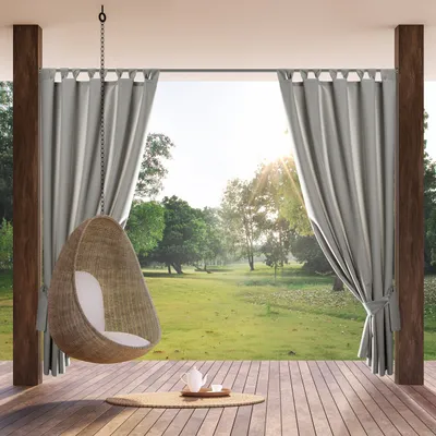 Produktbild von Eurofirany Garten Vorhang Schlaufen Wasserdicht silber 200 cm x 155 cm