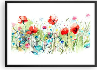 Produktbild von Gerahmtes Poster - Schwarzer Rahmen - Blumen Wiese Blatt Natur - 70x50 cm - Wand Bild - Wanddeko - Wandbilder - Wandposter - Bilderrahmen - Bilder - Kunstdruck - Wandbild - P2BAA70x50-3076