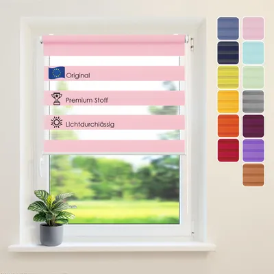 Produktbild von Doppelrollo Klemmfix ohne Bohren, Tag-Nacht-Rollo, Sichtschutz, Lichtschutz