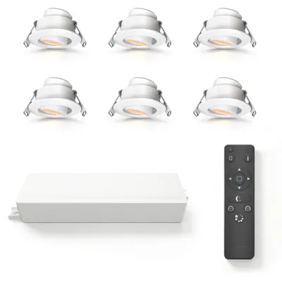 Produktbild von Ledvion 6er set LED Einbaustrahler ø42mm IP65 3W Weiß 2700K Kippbar