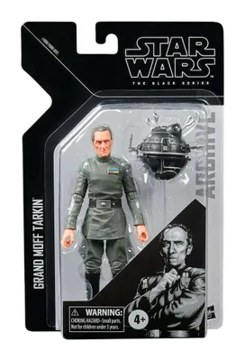 A Star Wars Black Series Grand Moff Tarkin action figure in its packaging.