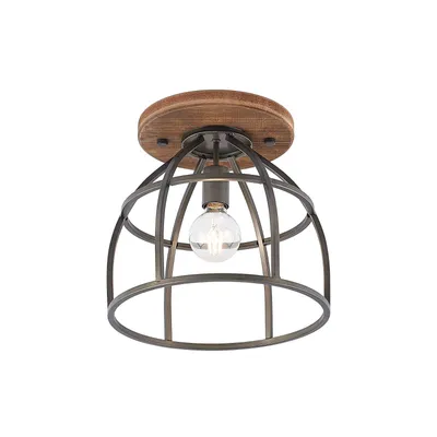 Produktbild von Lindby Deckenstrahler Rutger, Ø 34 cm, Holz, Käfig, E27
