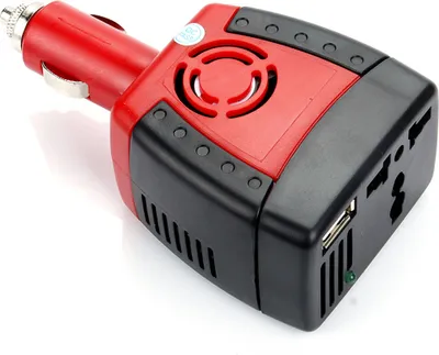 Obrázok produktu pre Menič napätia do auta, DC 12 V na AC 220 V, Linomag®, 150 W, adaptér do zástrčky EU/UK/USA/AU a USB 2.1, červený/čierny