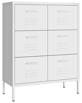 Zdjęcie produktu dla vidaXL Szafka z szufladami biała 80x35x101,5 cm stalowa