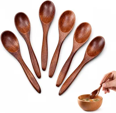 Productafbeelding van Soepelset, 6 stuks, van Nanmu-hout, 14 cm, voor in de keuken
