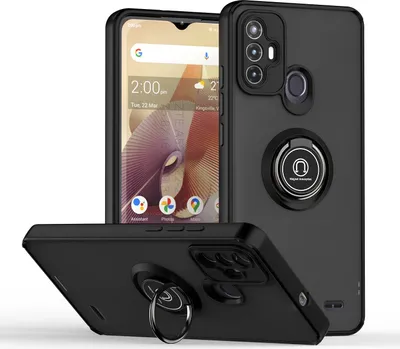 Image de Etui pour ZTE Blade A52 étui TPU translucide mat avec support d'anneau et stand Noir