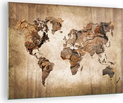 Produktbild von Bilder auf glas - Karte Welt modern - 70x50cm - Glasbilder - Wandbilder - Kunstdruck - zum Aufhängen bereit - Wanddekoration aus Glas - Glas Bilder - Wandbild auf Glas - Einteilig - GAA70x50-3590