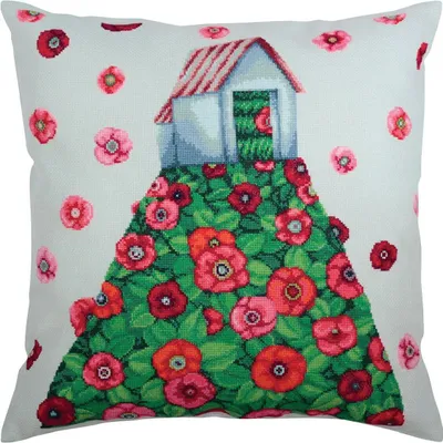 Produktbild von RTO Kreuzstichkissen "Blütenblätter" CU044, Zählmuster, 40x40 cm