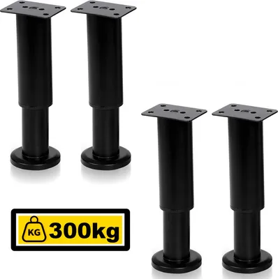 Produktbild von Jopassy 4X Möbelfüße 12-18cm Dehnbar(Schwarz) Sockelfüße Stützfuß Schrankfuß Verstellbar Hotel Sockelfüße Füße