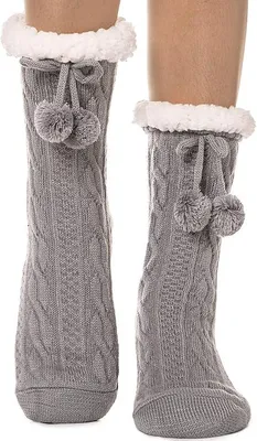 Produktbild von Damen Kuschelsocken Warme Stoppersocken Rutschsichere Hüttensocken Winter Geschenk Flauschig Weihnachtssocken Hausschuhe Socken