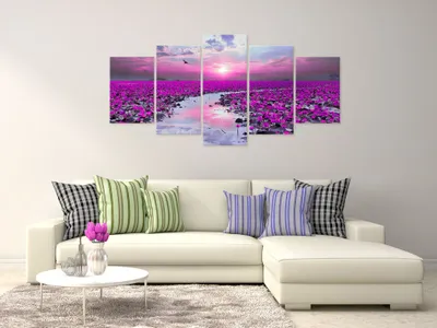 Produktbild von Akustikbild Abstrakt Blumen 200x100 cm Bilder Akustikschaum Hochleistungsschallabsorber Schallschutz Leinwand 5 tlg Wandbild Raumakustik Schalldämmung c-C-0025-b-n