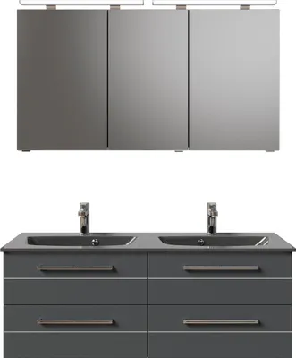 Produktbild von PELIPAL Serie 6025 SET-045-123 Block bestehend aus: Waschtisch, Waschtischunterschrank, Spiegelschrank  / 132cm