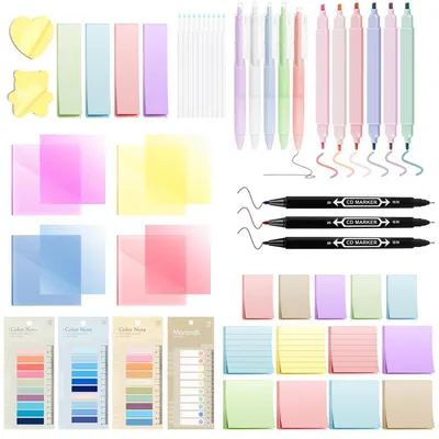 Produktbild von Haftnotizen & Schreibgeräte Set 2900 Blatt, 6 Textmarker Pastell, 5 Gelstifte, 3 Marker
