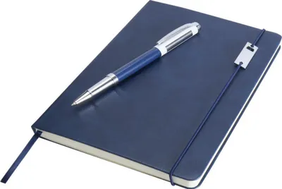 Productafbeelding van Luxe - "Legatto Elegance" Notitieboek met harde kaft en pennen set, A5 PF4827 (één maat) (Blauwgroen/Wit)