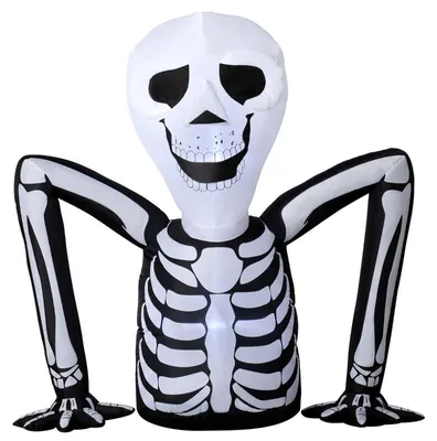 Produktbild von Aufblasbares Halloween-Skelett, aus dem Boden kriechend, mit LED-Lichtern, gruselige Deko für Innen- und Außenbereich